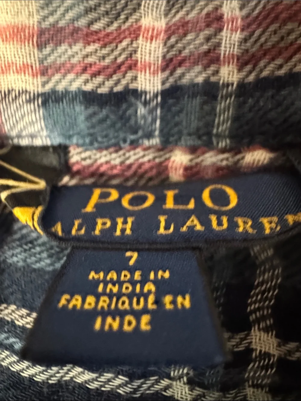 Ralph Lauren Girls Plaid Button-Front Dress in Navy and Pink